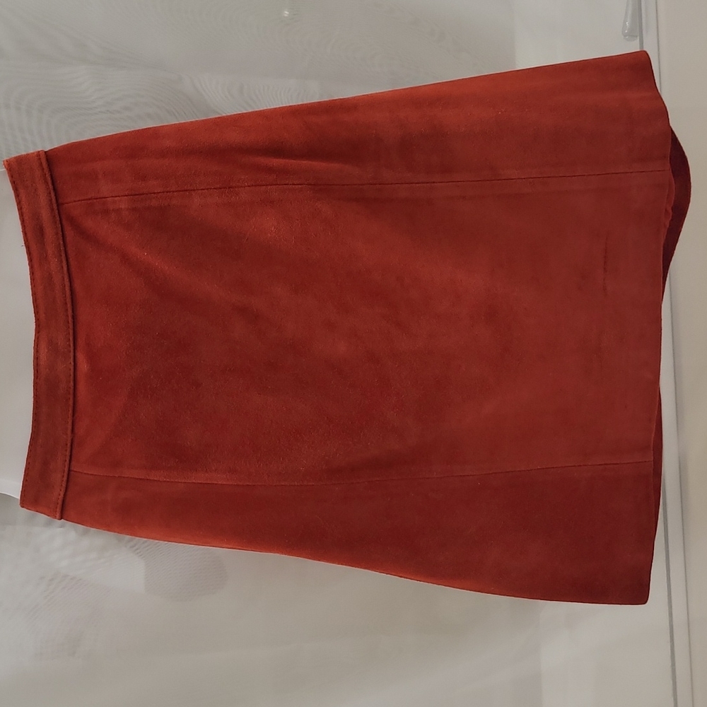 Vintage Spirit Red Leather Suede Lined Skirt - Women's Size 9/10